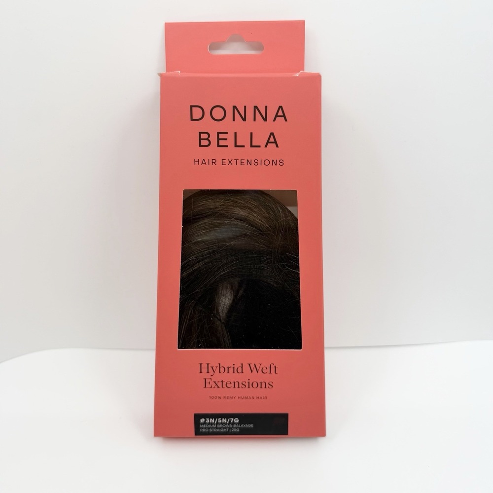 Donna Bella Hybrid Weft Extension Full Pack 22" 3N/5N/7G Medium Brown Bala READ!